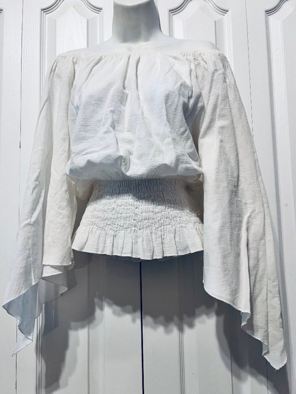Back Track Clothing Co. Women's Long Extra Flowy Sleeves-Lightweight-White-M?